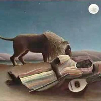 Vintage Print The Sleeping Gypsy 1897 by Henri Rousseau Original Brass Frame