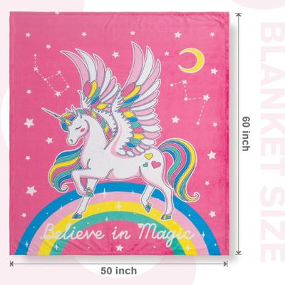 50" x 60" Glow in the Dark Unicorn Throw Blanket - Gifts for Girls Kids Soft Durable Premium Throw Blanket Breathable,...