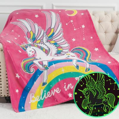 50" x 60" Glow in the Dark Unicorn Throw Blanket - Gifts for Girls Kids Soft Durable Premium Throw Blanket Breathable,...