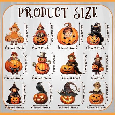 36-Piece Wooden Hanging Halloween Decorations - Cute Pumpkin Skeleton Tombstone Crow Ghost Witch Black Cat Rope for Home Party Decorations