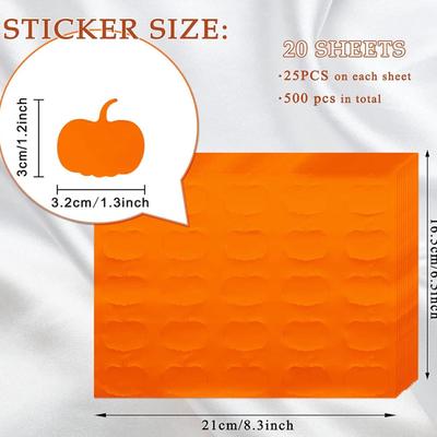 500 Fall Pumpkin Envelope Seal Stickers Thanksgiving Foil Pumpkin Shape Stickers Orange Autumn Harvest Pumpkin Label Decals for Envelope...