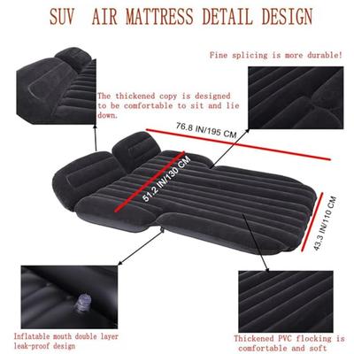 Inflatable SUV Air Mattress - 3-in-1 Thickened Flocked Inflatable Car Camping Travel Air Mattress w/2 PIllows, Air Pump, Neck Pillow, Eye...