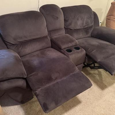 Dark brown reclining loveseat