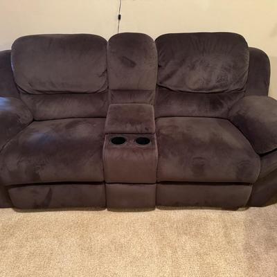 Dark brown reclining loveseat