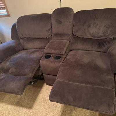 Dark brown reclining loveseat