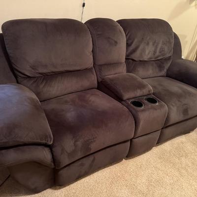 Dark brown reclining loveseat