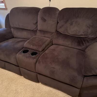 Dark brown reclining loveseat