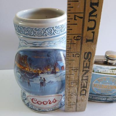 Coors Beer Stein & Yellowstone Moose Flask – Lot of 2