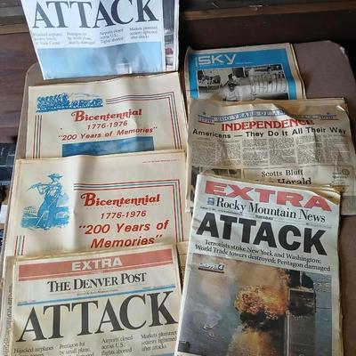Historic Newspaper Lot – 9/11 Attack Coverage + 1976 Bicentennial Editions
