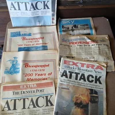 Historic Newspaper Lot – 9/11 Attack Coverage + 1976 Bicentennial Editions
