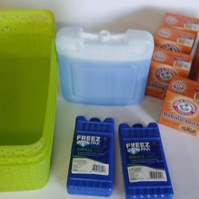 Household Utility Lot – Storage Bins, Freezer Packs, and Arm & Hammer Baking Soda