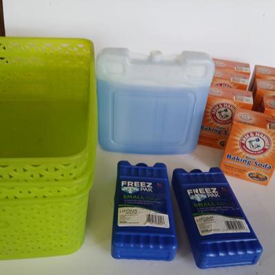 Household Utility Lot – Storage Bins, Freezer Packs, and Arm & Hammer Baking Soda