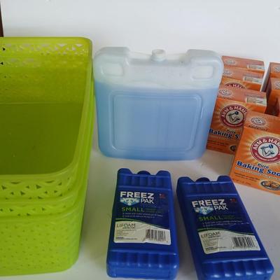 Household Utility Lot – Storage Bins, Freezer Packs, and Arm & Hammer Baking Soda