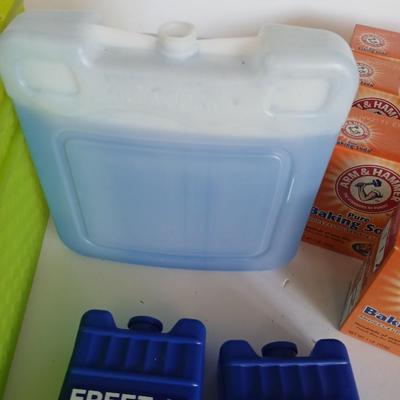 Household Utility Lot – Storage Bins, Freezer Packs, and Arm & Hammer Baking Soda