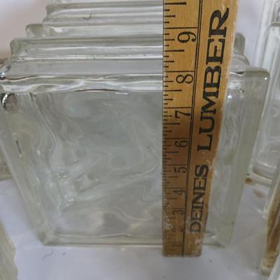 11 Vintage Glass Building Blocks – Wavy Pattern – Clear Glass