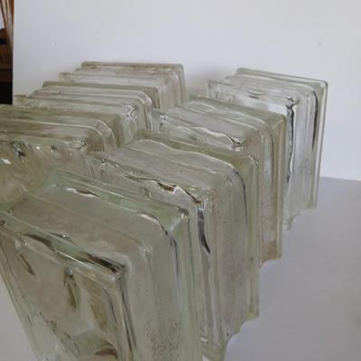 11 Vintage Glass Building Blocks – Wavy Pattern – Clear Glass
