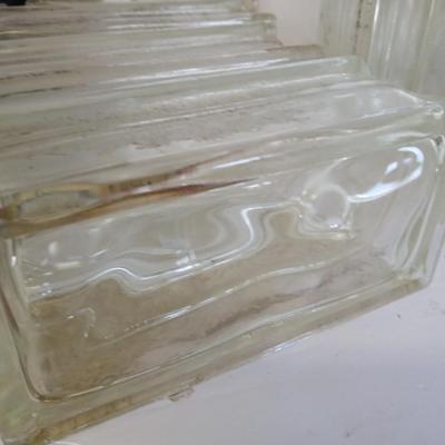11 Vintage Glass Building Blocks – Wavy Pattern – Clear Glass