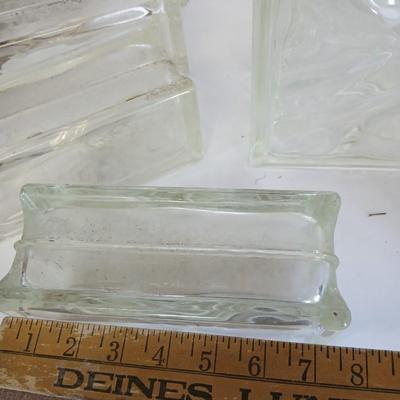 11 Vintage Glass Building Blocks – Wavy Pattern – Clear Glass