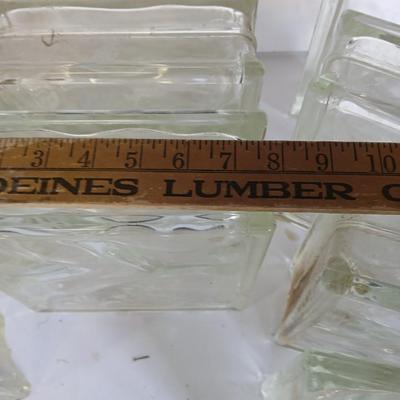 11 Vintage Glass Building Blocks – Wavy Pattern – Clear Glass