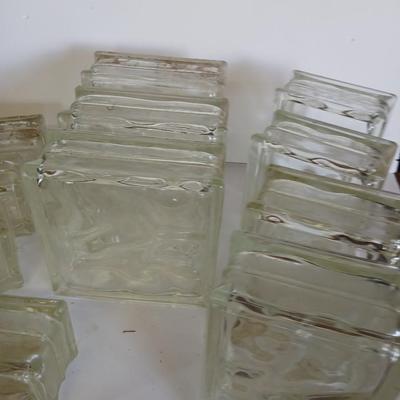 11 Vintage Glass Building Blocks – Wavy Pattern – Clear Glass