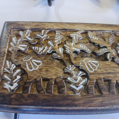 Lot of 2 Wall Hook Racks – Bird Motif & Carved Wood Floral Design
