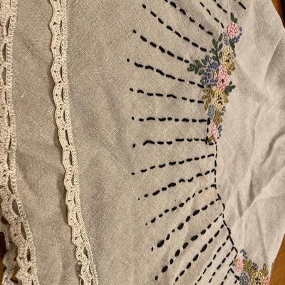 Embroidered table cloths and runner