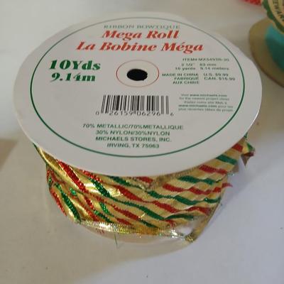 Spools of Assorted Craft & Gift Ribbon – Mixed Widths, Colors & Textures - mostly Christmas