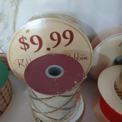 Spools of Assorted Craft & Gift Ribbon – Mixed Widths, Colors & Textures - mostly Christmas