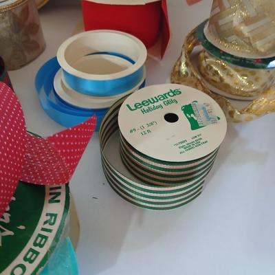 Spools of Assorted Craft & Gift Ribbon – Mixed Widths, Colors & Textures - mostly Christmas