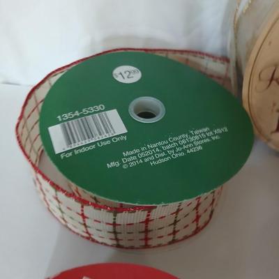 Spools of Assorted Craft & Gift Ribbon – Mixed Widths, Colors & Textures - mostly Christmas