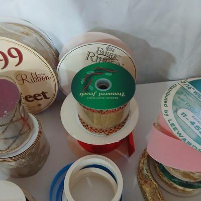 Spools of Assorted Craft & Gift Ribbon – Mixed Widths, Colors & Textures - mostly Christmas