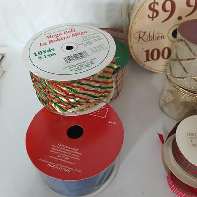 Spools of Assorted Craft & Gift Ribbon – Mixed Widths, Colors & Textures - mostly Christmas