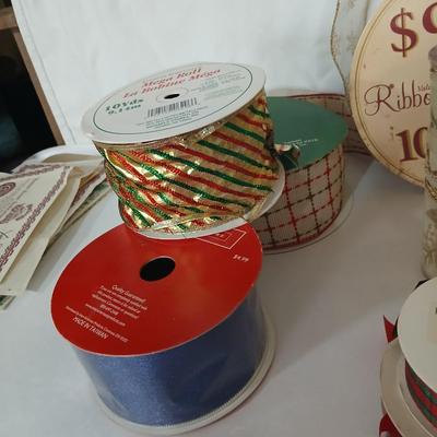 Spools of Assorted Craft & Gift Ribbon – Mixed Widths, Colors & Textures - mostly Christmas