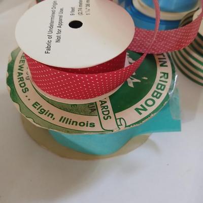 Spools of Assorted Craft & Gift Ribbon – Mixed Widths, Colors & Textures - mostly Christmas