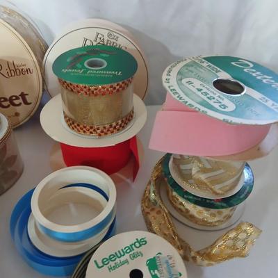 Spools of Assorted Craft & Gift Ribbon – Mixed Widths, Colors & Textures - mostly Christmas