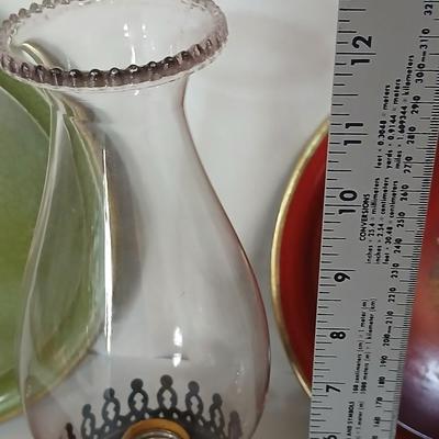 Vintage Decorative metal made in England Plate Set & electric Hurricane Lamp