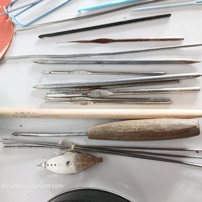 Large Vintage Sewing Notions Lot – Buttons, Needles, Tools, Threads, Knitting & Denise interchangeable knitting kit