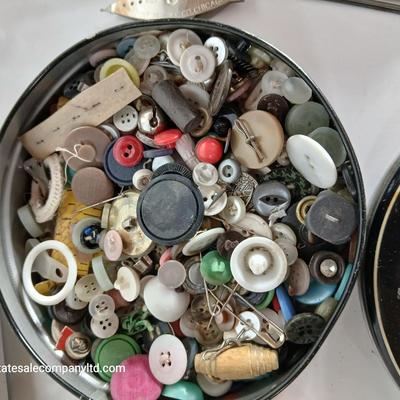 Large Vintage Sewing Notions Lot – Buttons, Needles, Tools, Threads, Knitting & Denise interchangeable knitting kit