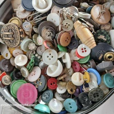 Large Vintage Sewing Notions Lot – Buttons, Needles, Tools, Threads, Knitting & Denise interchangeable knitting kit