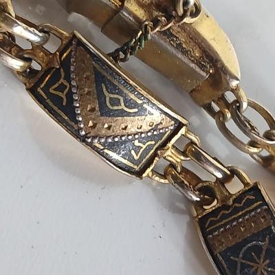 Vintage Jewelry & Decor Lot – Mixed Metals, Vanity Accents, Green Glass Eiffel Tower