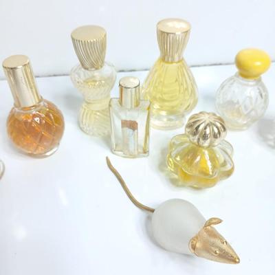 Lot of 9 Vintage Perfume Bottles + Frosted Glass Mouse Figurine – Mixed Styles