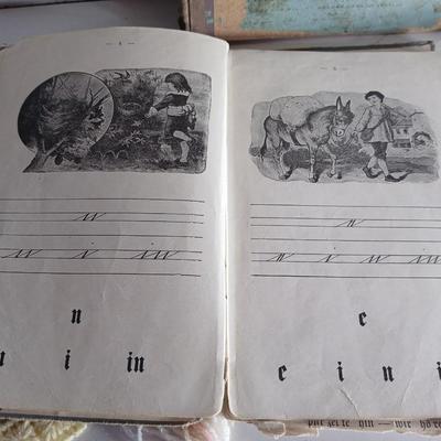 Antique & Vintage Religious and Educational Books + Handmade Cross Bookmarks