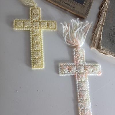 Antique & Vintage Religious and Educational Books + Handmade Cross Bookmarks