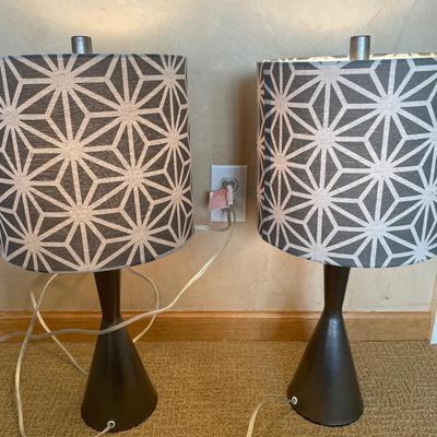 2 grey modern style lamps