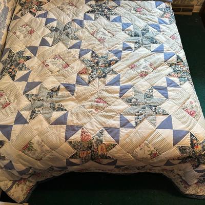 FULL SIZE BED WITH ANTIQUE HEADBOARD & MATCHING NIGHT STAND PLUS BEDSPREAD
