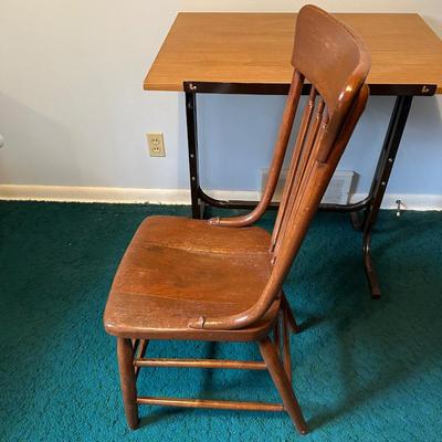 SMALLER DRAFTING TABLE WITH ANTIQUE CHAIR