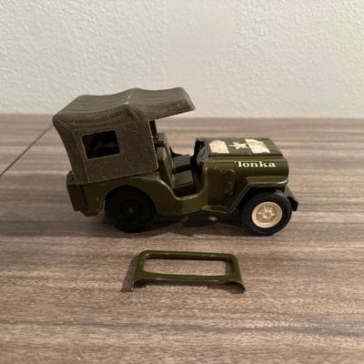 1960's TONKA ARMY/MILITARY JEEP & A TOOTSIE TOY TRAIN