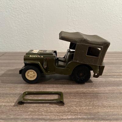 1960's TONKA ARMY/MILITARY JEEP & A TOOTSIE TOY TRAIN