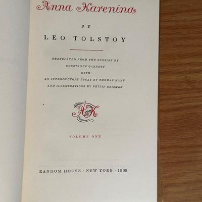 1939 "ANNA KARENINA" 2 VOLUME HARDBACKS IN A SLEEVE BY LEO TOLSTOY