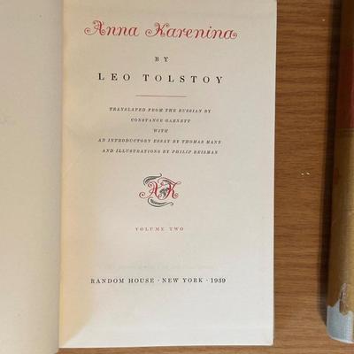1939 "ANNA KARENINA" 2 VOLUME HARDBACKS IN A SLEEVE BY LEO TOLSTOY